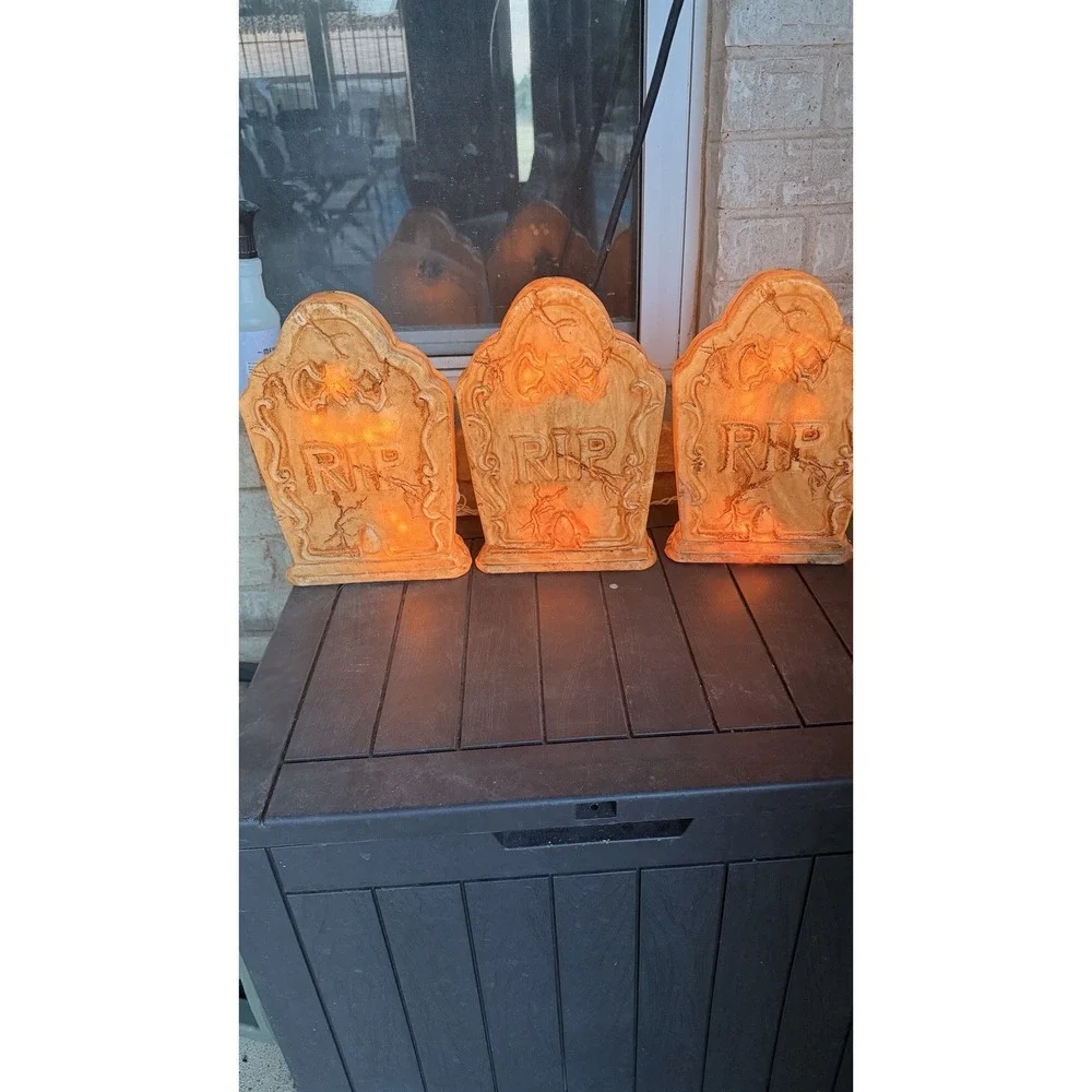 Unbranded Tombstones Unisex Medium Tan Good Lighted RIP Bats Gothic Blow Mold